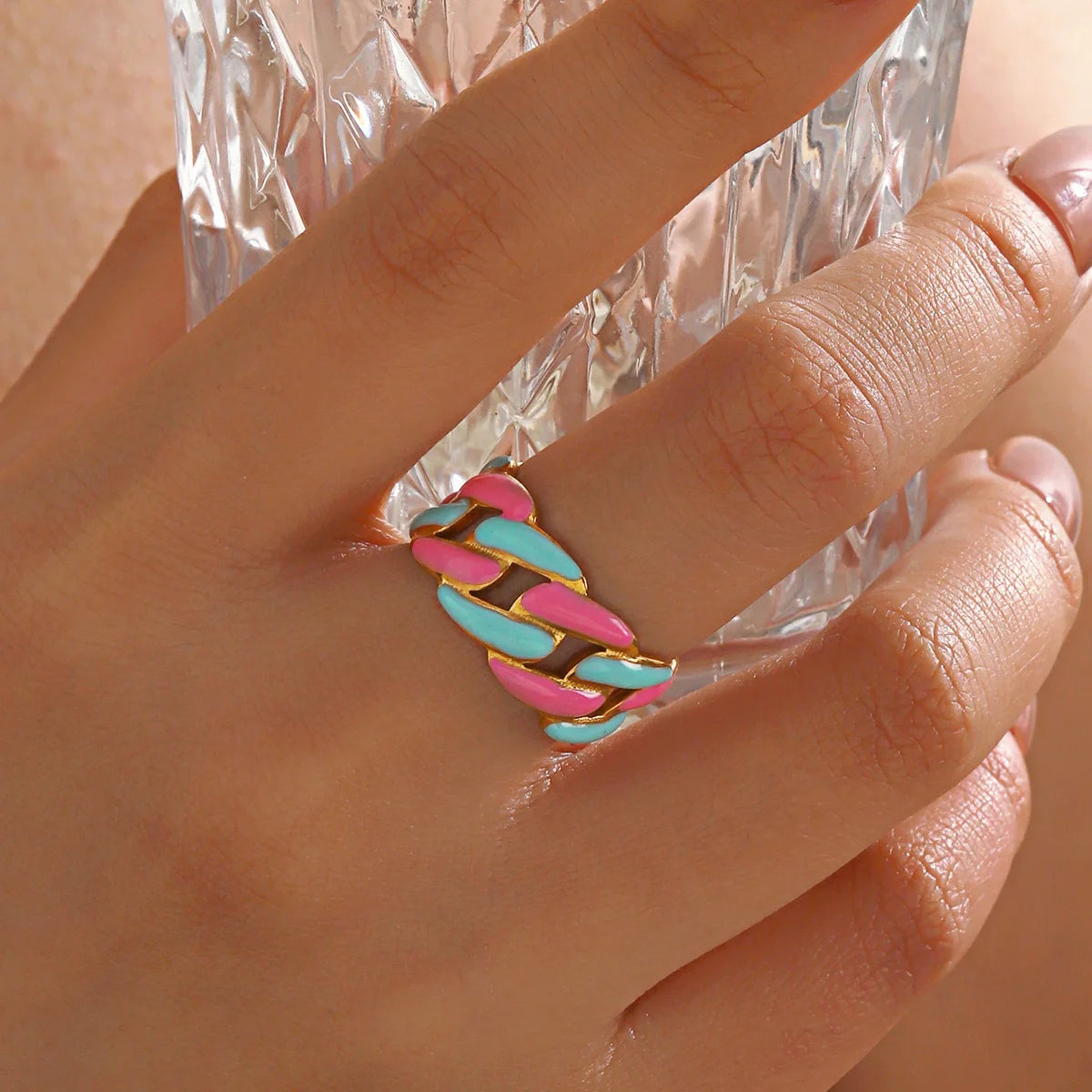 Colorful Enamel Statement Ring