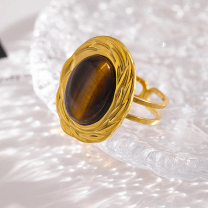 Tiger Eye Stone Adjustable Ring