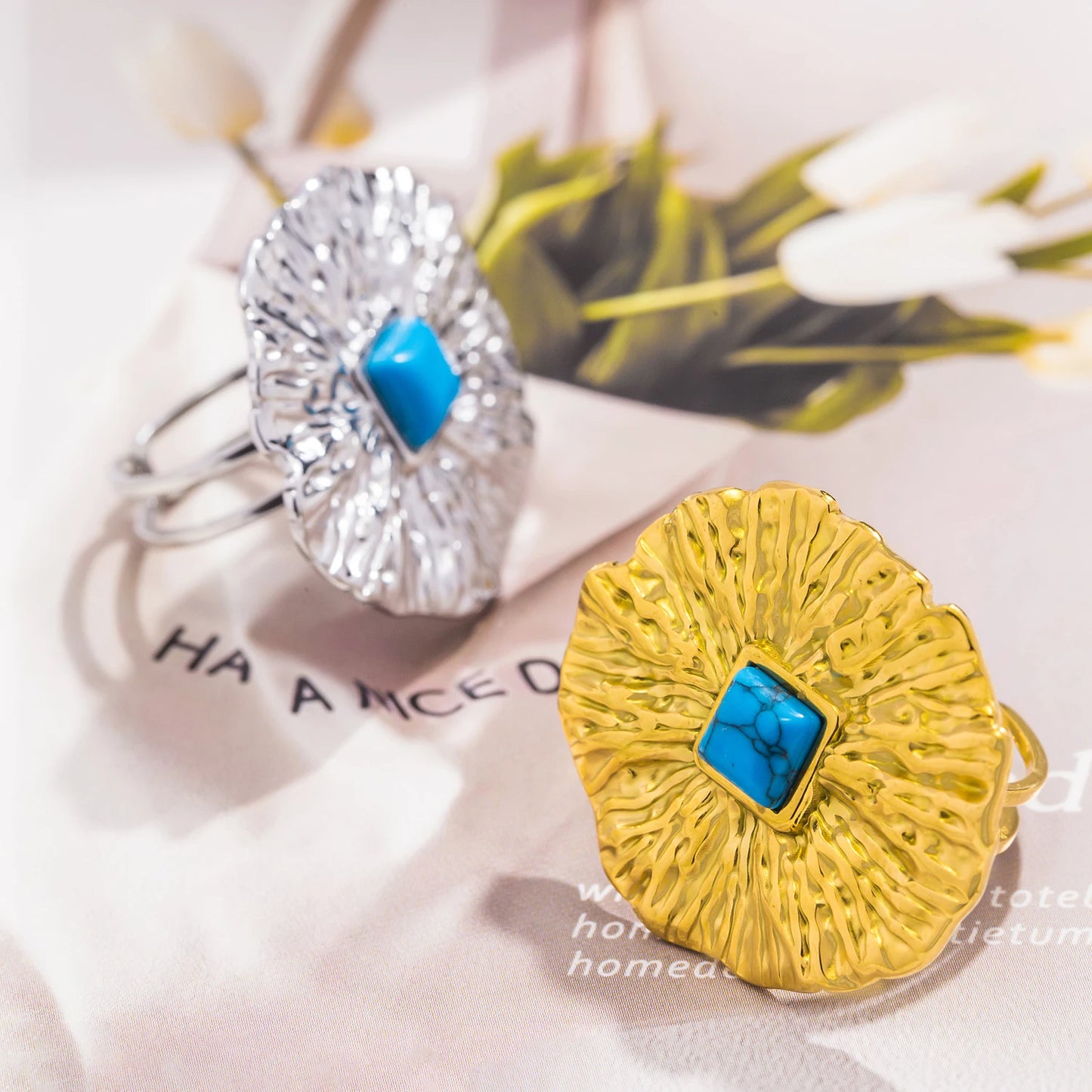 Luxury Natural Stone Open Ring