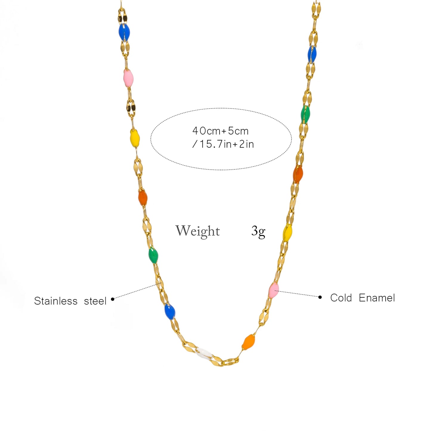 Vintage Enamel Beads Necklace 🌈