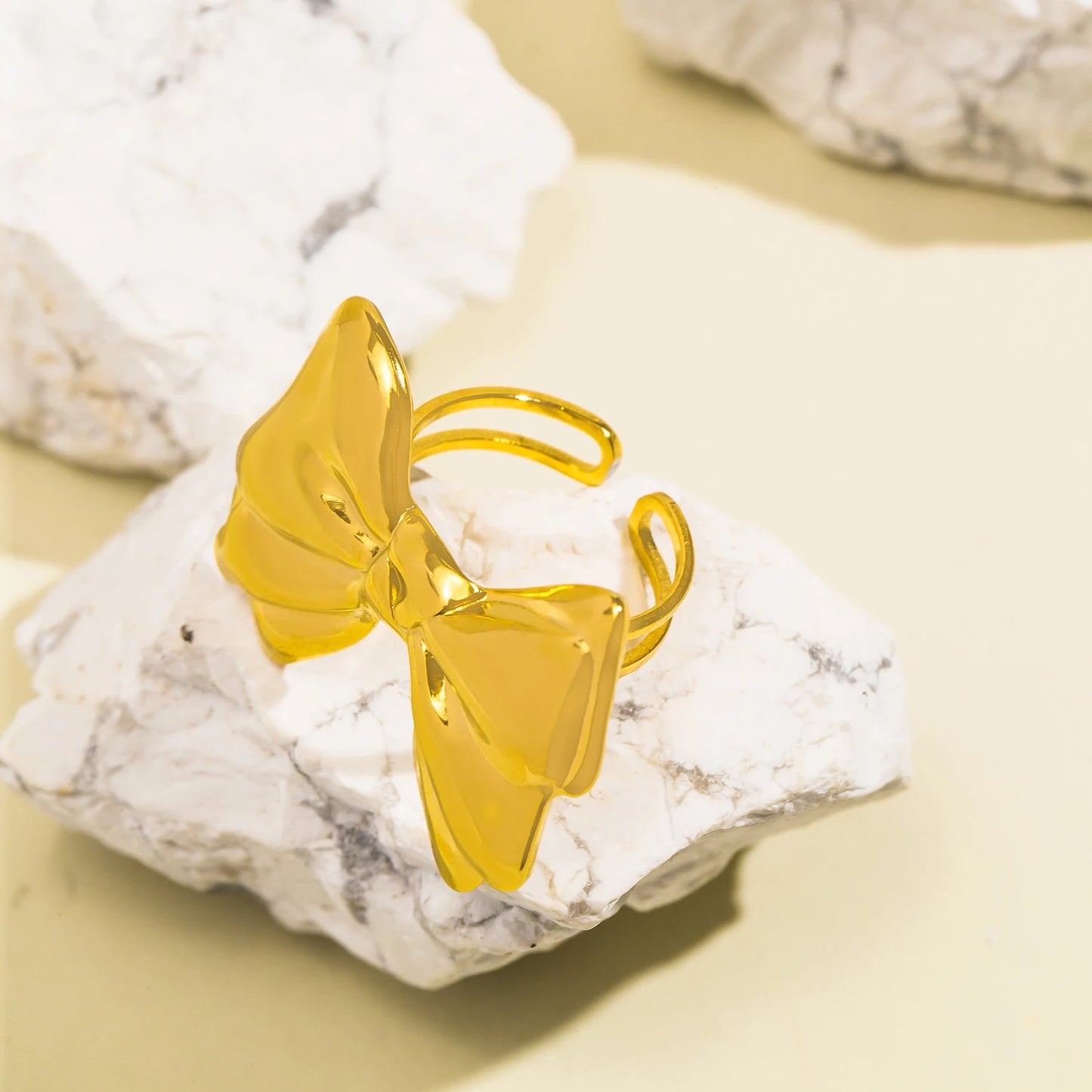 Stainless Steel Bow Ring for Women