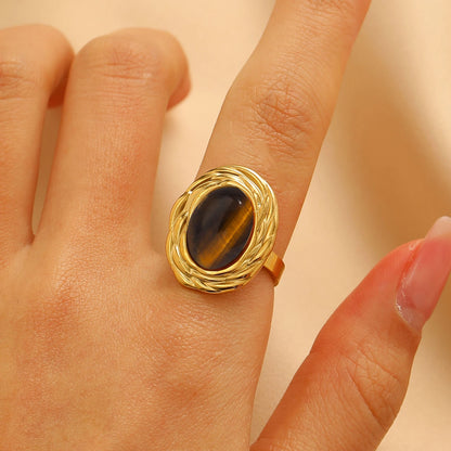 Tiger Eye Stone Adjustable Ring