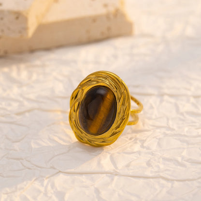 Tiger Eye Stone Adjustable Ring
