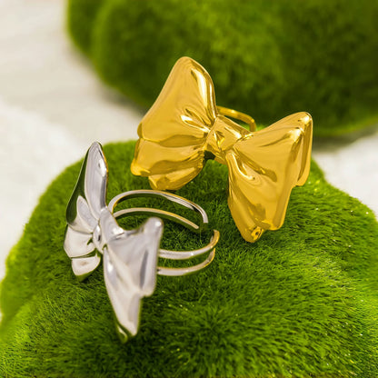 Stainless Steel Bow Ring for Women