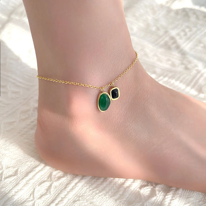 Gemstone Necklace Set 💚🖤 Stainless Steel