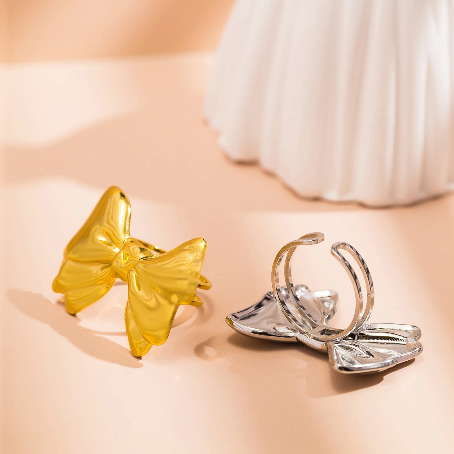 Stainless Steel Bow Ring for Women