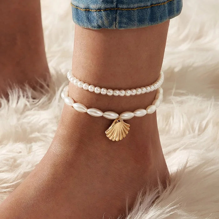 Shell & Sequin Anklets 🌞