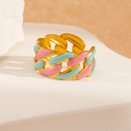 Colorful Enamel Statement Ring