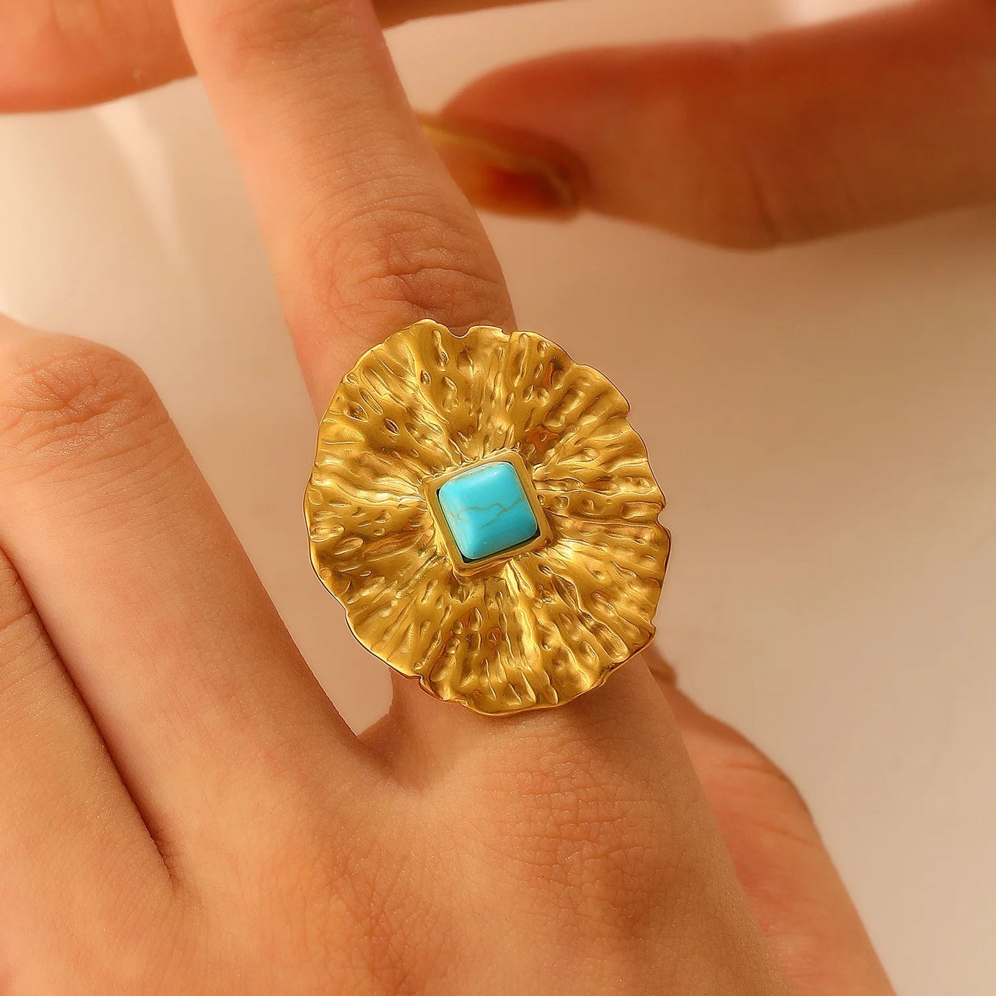 Luxury Natural Stone Open Ring