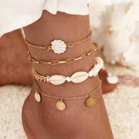 Shell & Sequin Anklets 🌞