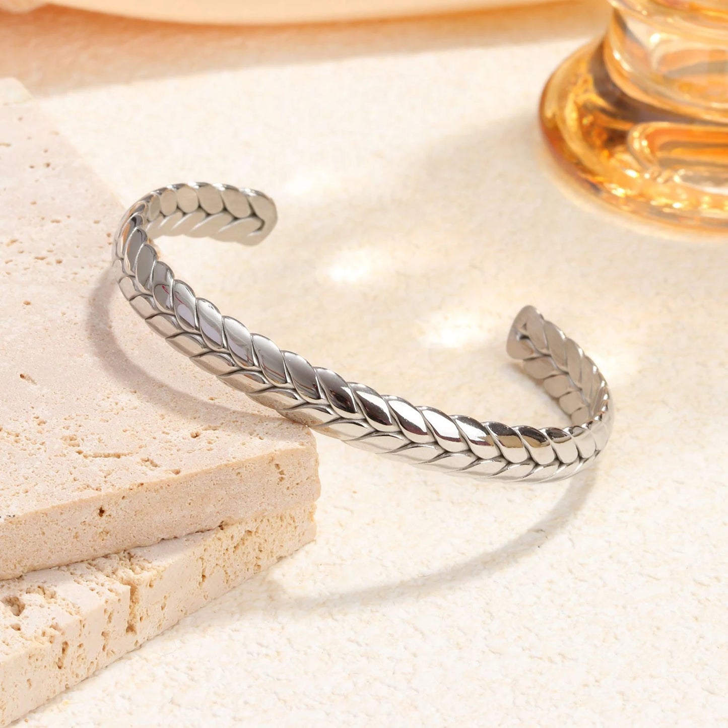 Wheat Pattern Stainless Steel Bracelet
