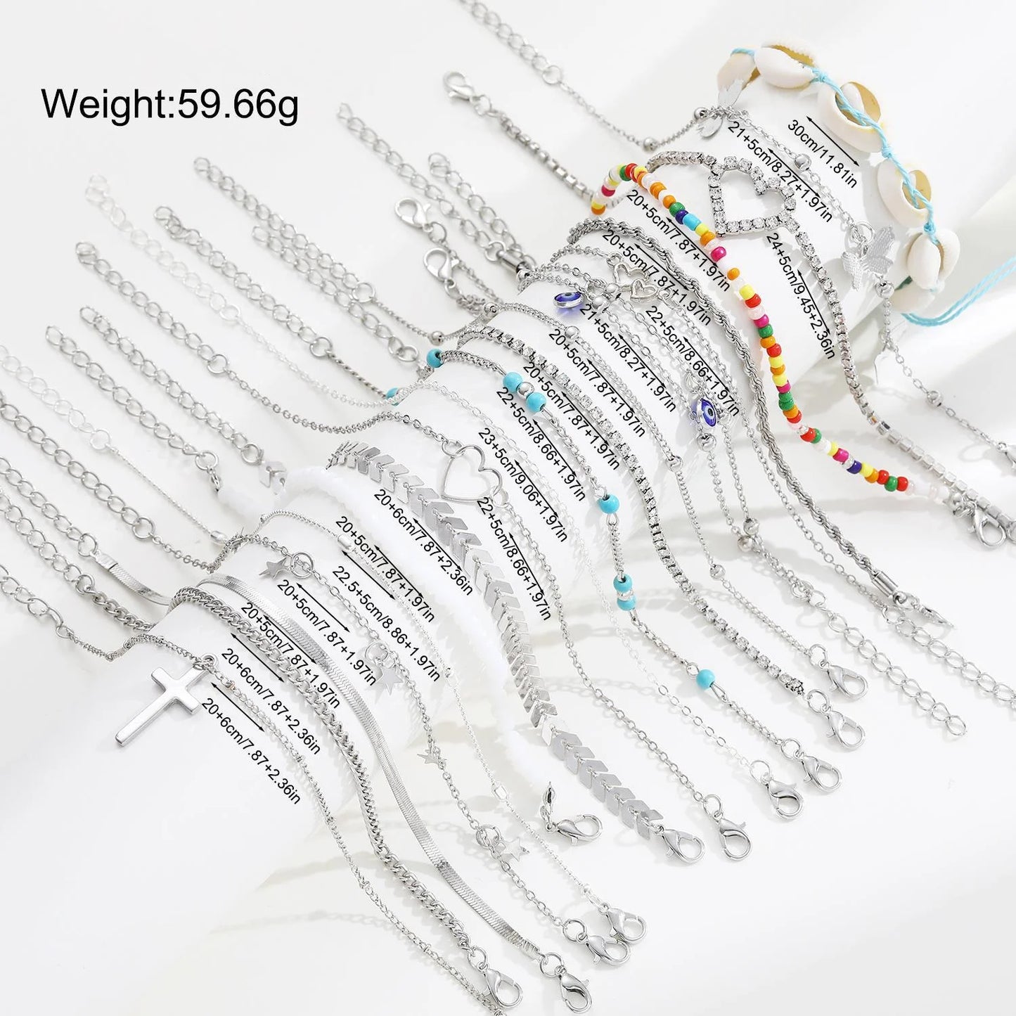 Chic Multi-Charm Anklet Set 💖🧿