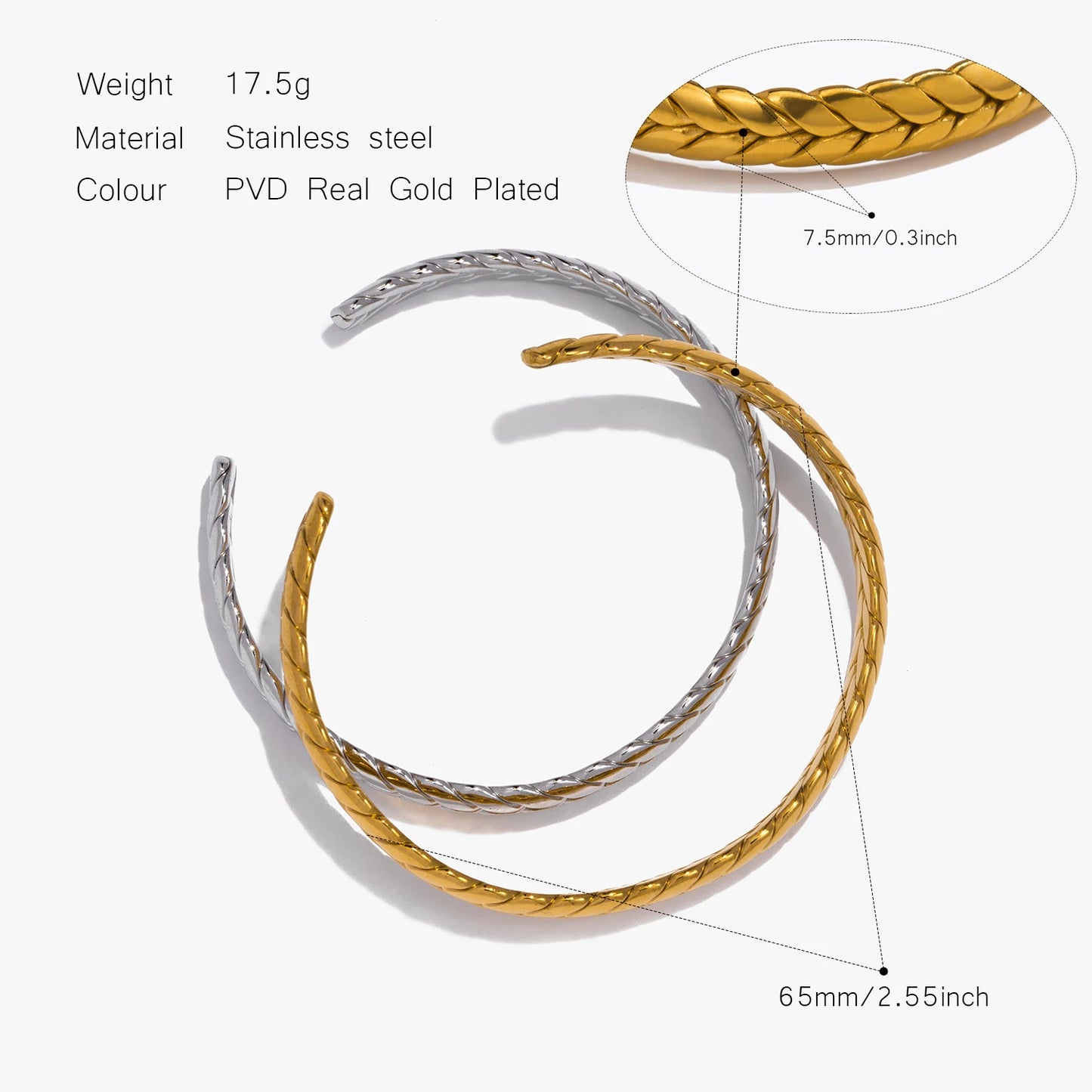 Wheat Pattern Stainless Steel Bracelet