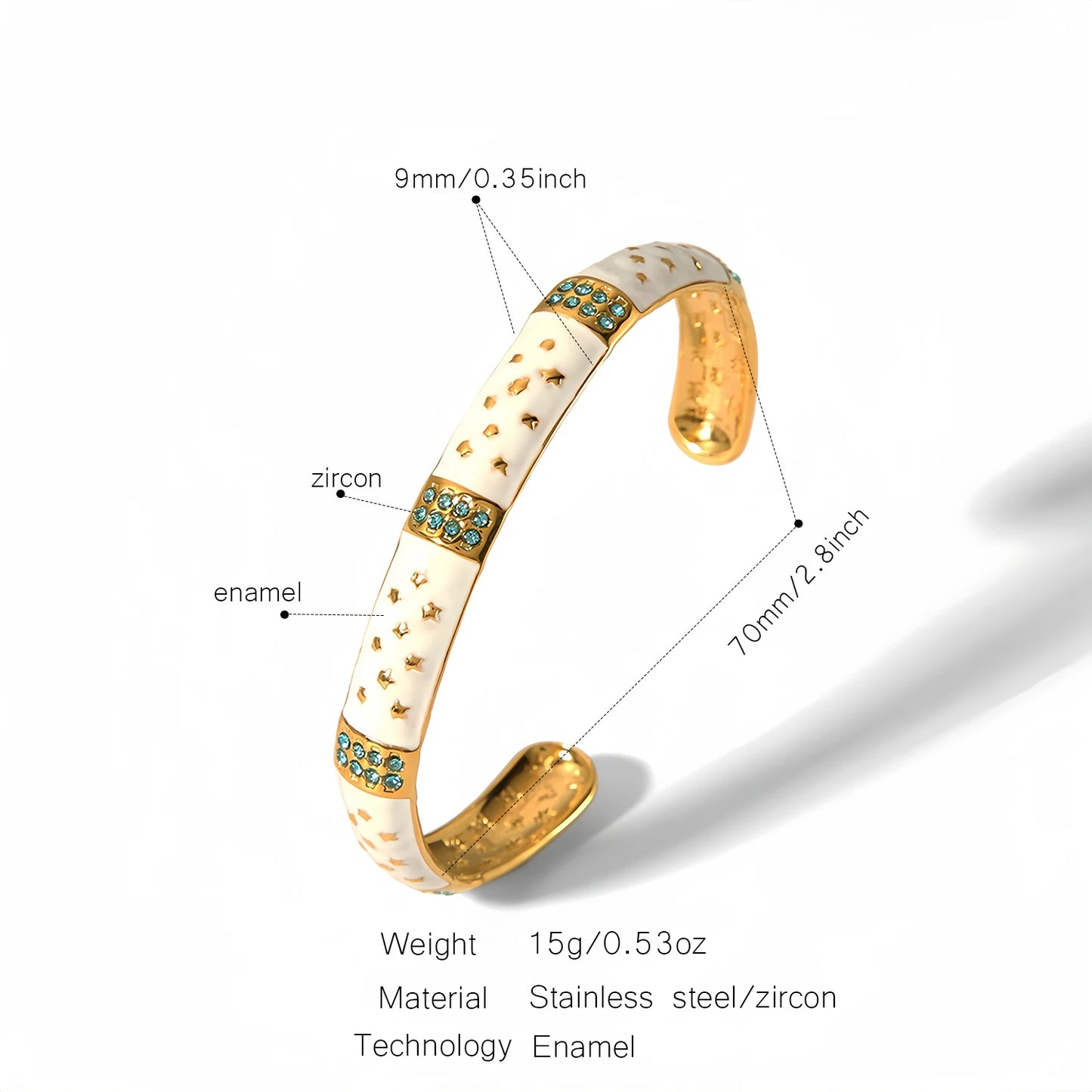 18K Gold Zircon Adjustable Bracelet