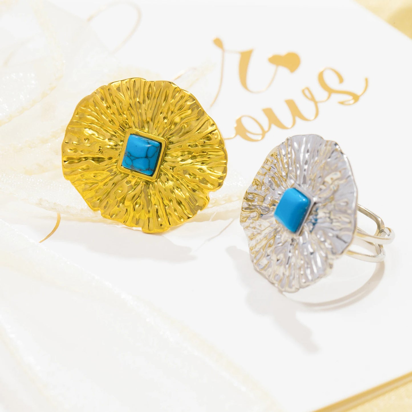 Luxury Natural Stone Open Ring
