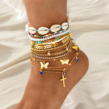 Chic Multi-Charm Anklet Set 💖🧿