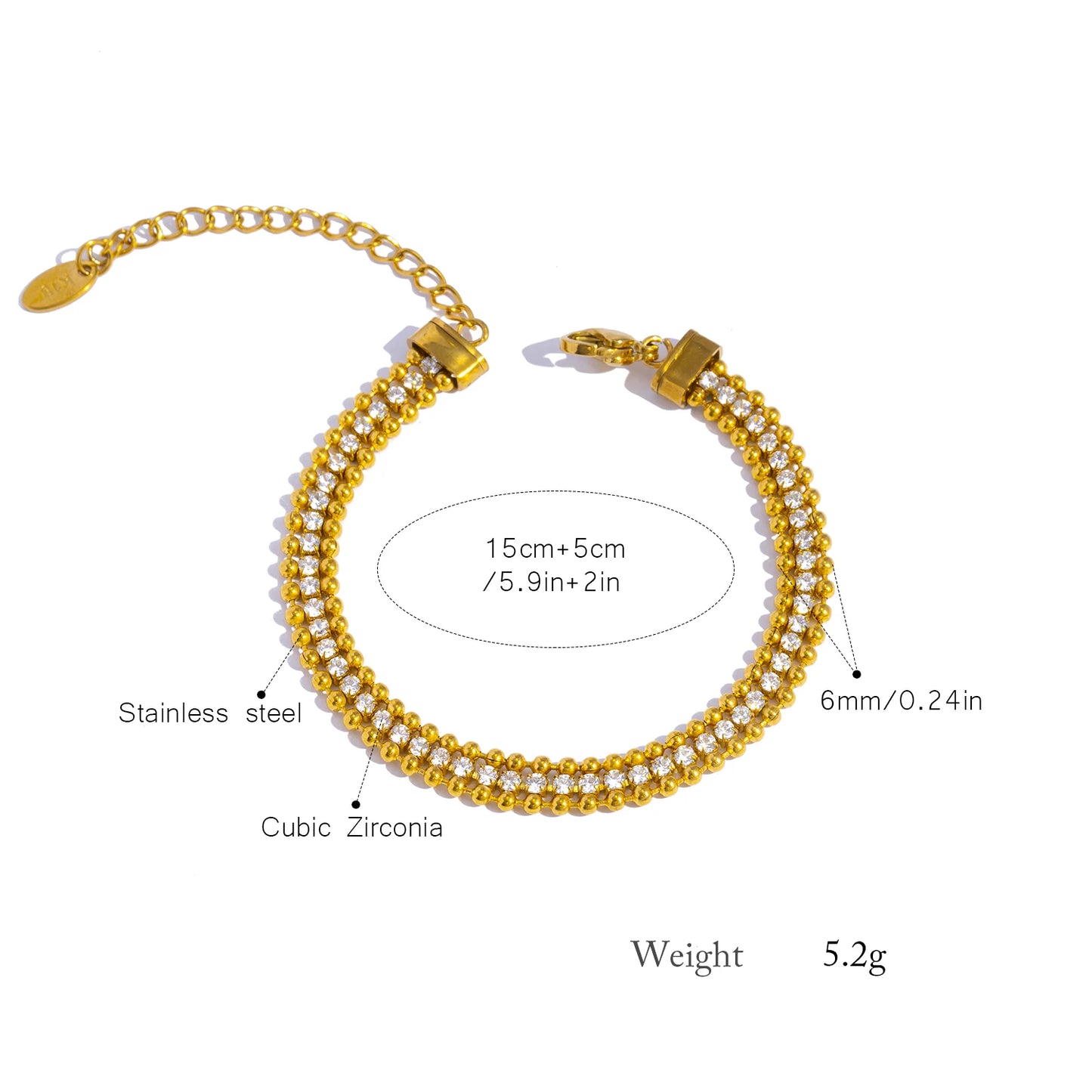 Triple Row CZ Bracelet for Women