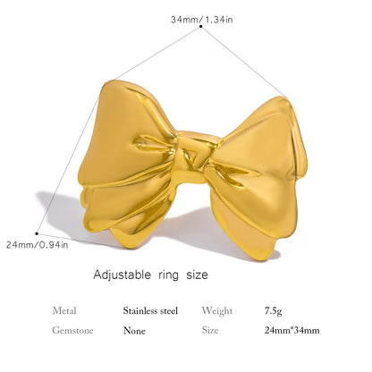 Stainless Steel Bow Ring for Women