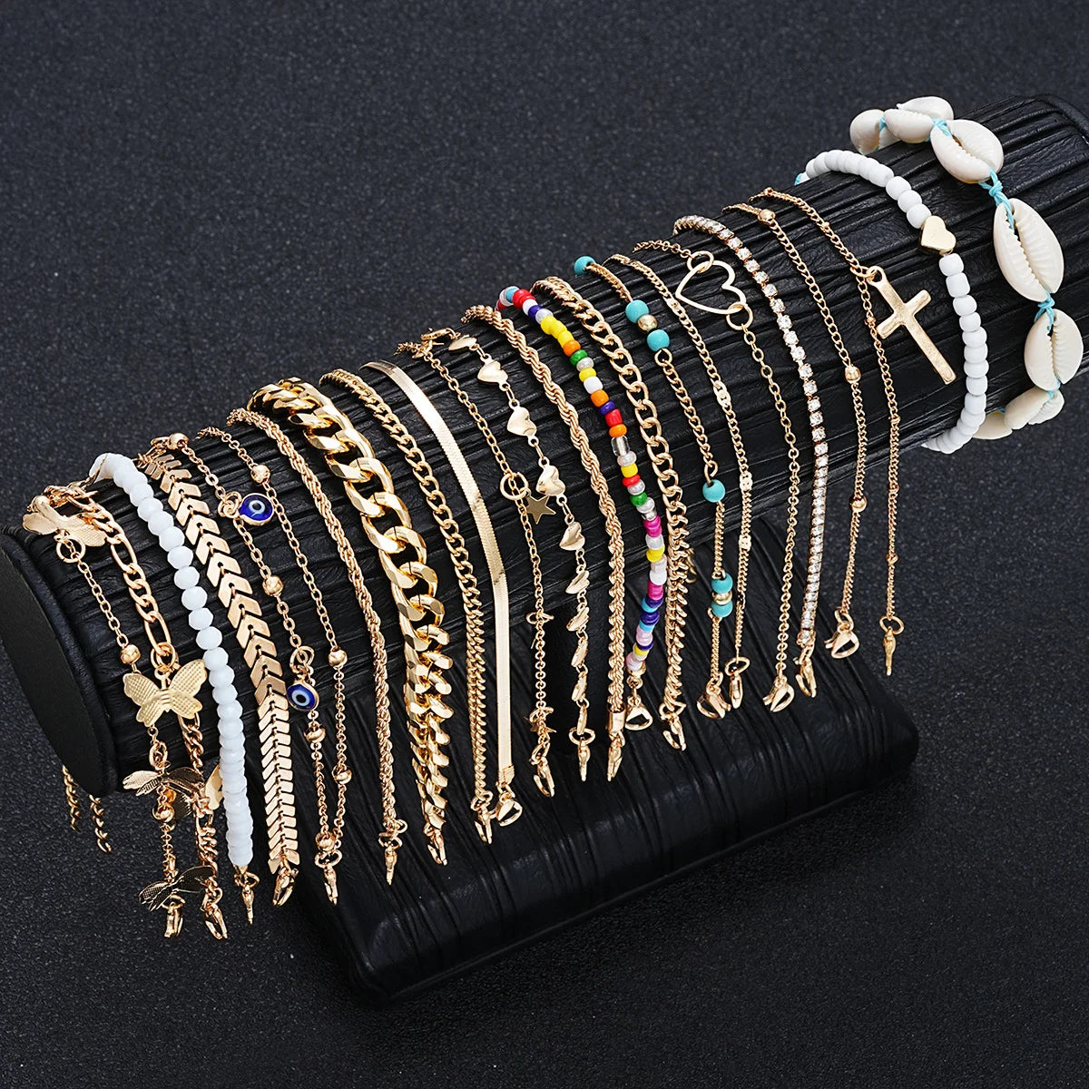 Chic Multi-Charm Anklet Set 💖🧿