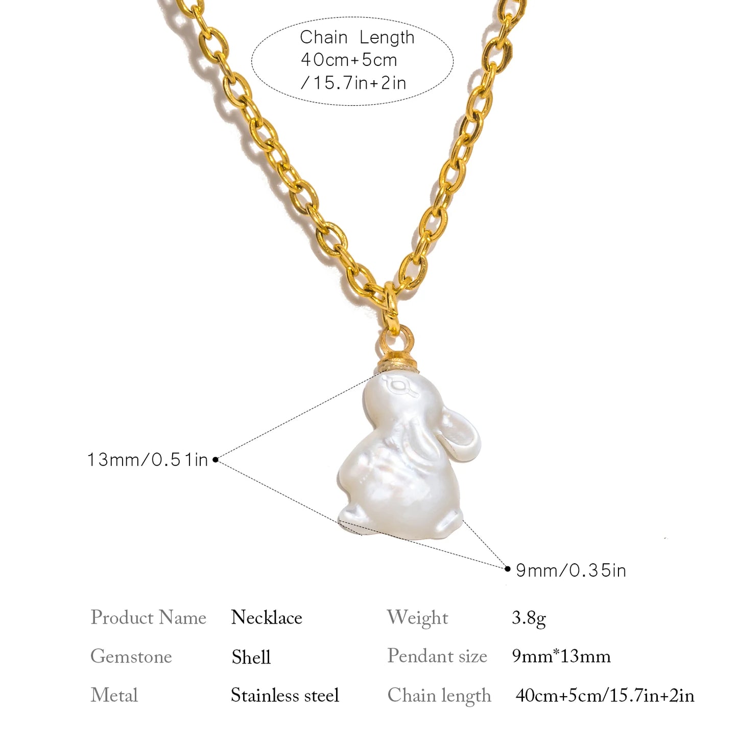 Natural Shell Rabbit Necklace 🐇