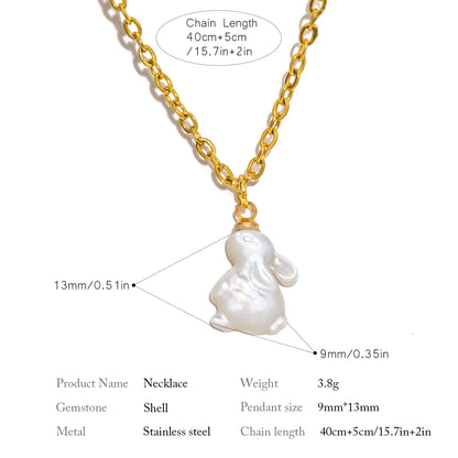Natural Shell Rabbit Necklace 🐇