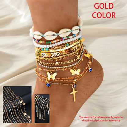Chic Multi-Charm Anklet Set 💖🧿