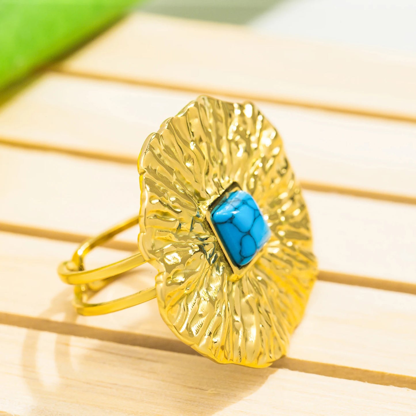 Luxury Natural Stone Open Ring