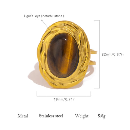Tiger Eye Stone Adjustable Ring