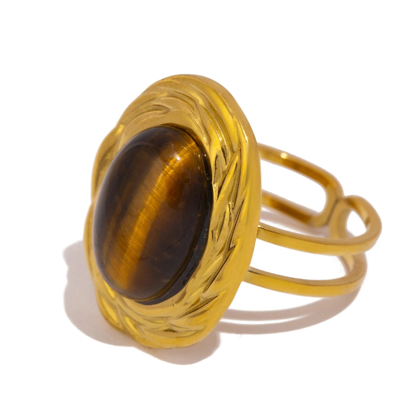 Tiger Eye Stone Adjustable Ring