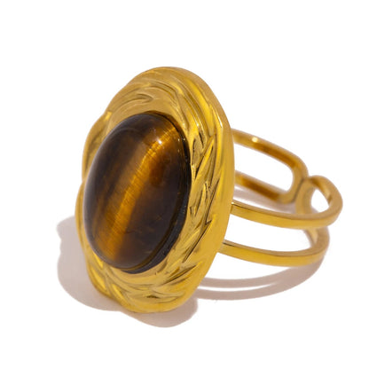Tiger Eye Stone Adjustable Ring