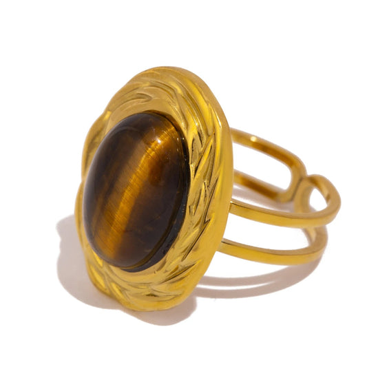Tiger Eye Stone Adjustable Ring